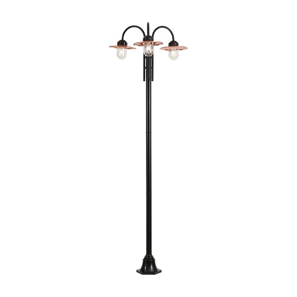 Dreiblumige Gartenlaterne aus Metall im klassischen Design zur Außenbeleuchtung