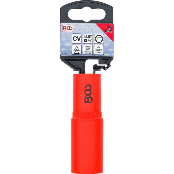 BGS VDE-Steckschlüssel-Einsatz Sechskant Antrieb Innenvierkant 12,5 mm (1/2) SW 18 mm - 72068