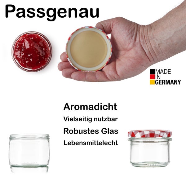 Einmachglas Set mit Schraubdeckel und Made in Germany Siegel