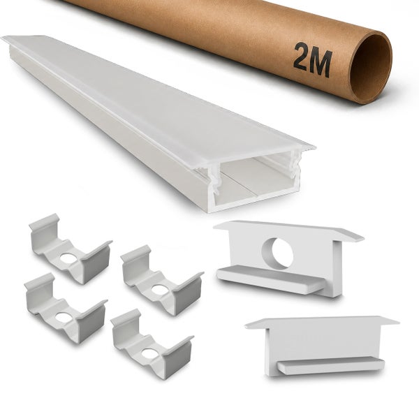 LED Aluminium Profil Set inklusive Abdeckung Montageclips und Endkappen für LED Streifen