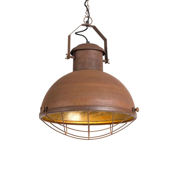 Hängeleuchte im Industriedesign mit Metallelementen und Rostoptik