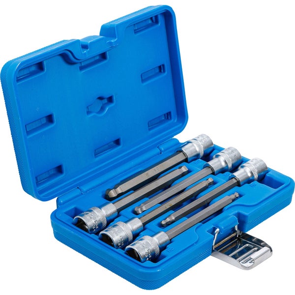Steckschlüsselsatz mit Innensechskant in geöffnetem, blauem Koffer