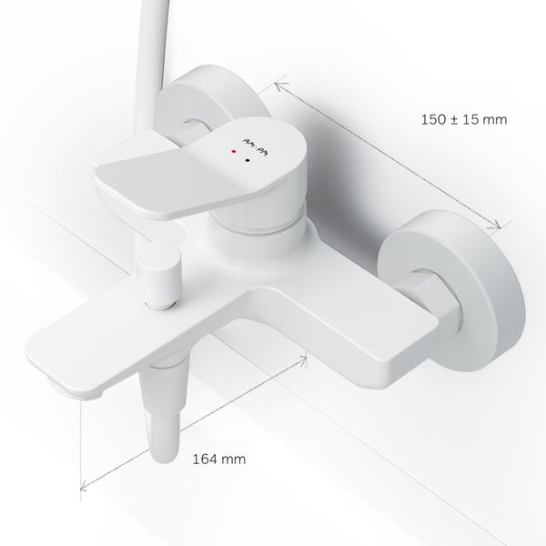 Aufputz-Wannenarmatur mit Maßangaben