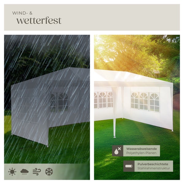 Pavillon tectake Novara wasserdicht 6 x 3 m, im Stecksystem weiß