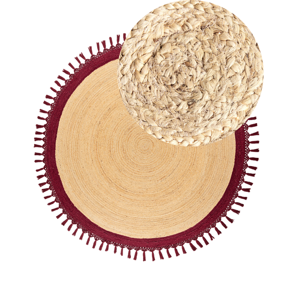Teppich MARTS Dunkelrot ø 200 cm Jute