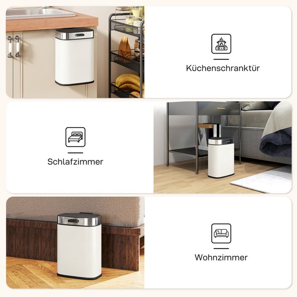 Mülleimer in Küche, Schlafzimmer und Wohnzimmer