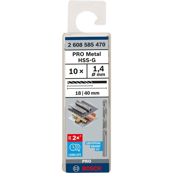 Bosch Pro Metal HSS-G Metallbohrer Set, 10 Stück, 1,4 mm Durchmesser