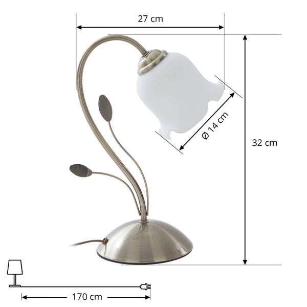 Lindby Tischlampe Matea (Florentiner) in Weiß aus Glas (1 flammig, E27) - Florentiner Tischleuchte Schreibtischlampe Nachttischlampe Wohnzimmerleuchte
