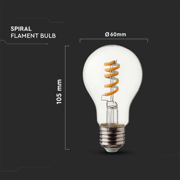 V-TAC VT-2164-N - LED-Lampen - GLS E27 - IP20 - Klar - 4 Watt - 300 Lumen - 3000K - 2 Jahre