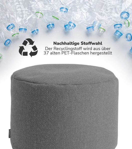 mokebo Pouf, Hocker o. Sitzhocker 'Der Ruhepouf', nachhaltiger Sitzpouf aus Recyclingstoff in Grau