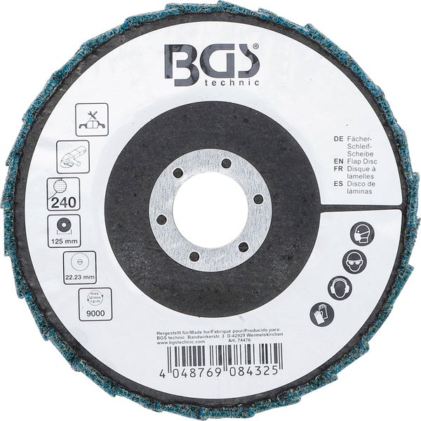 Fächerschleifscheibe, 125 mm Durchmesser, Körnung 240