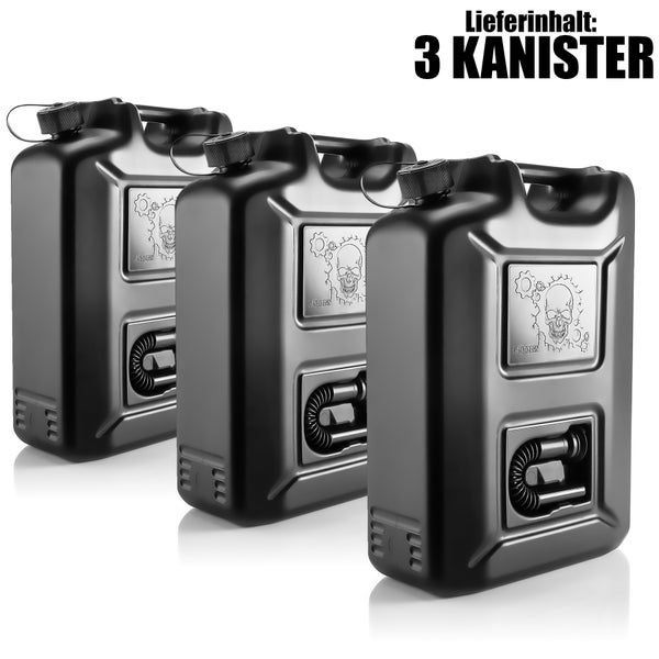 BigDean 3 Stück Kraftstoffkanister 20 L Black Edition - Benzinkanister Kraftstoff Kanister mit UN-Zulassung für Diesel & Benzin
