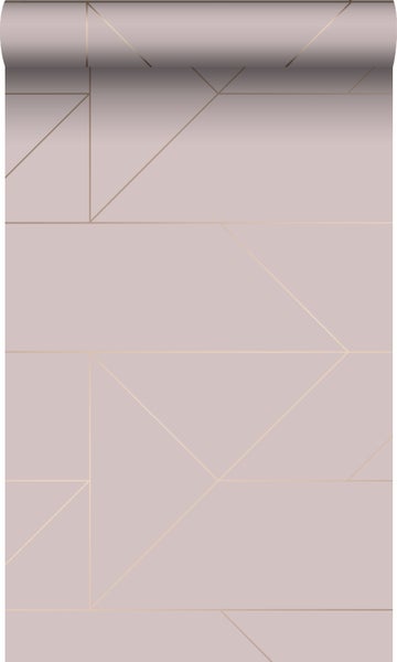 Origin Wallcoverings Tapete grafische Linien Altrosa und Gold - 0,53 x 10,05 m - 347721