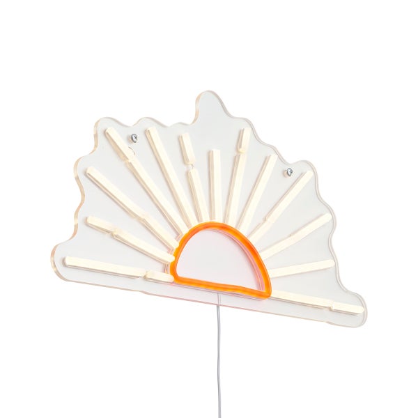 LED Neon Wandleuchte in Sonnenform auf Acrylplatte für Innenräume