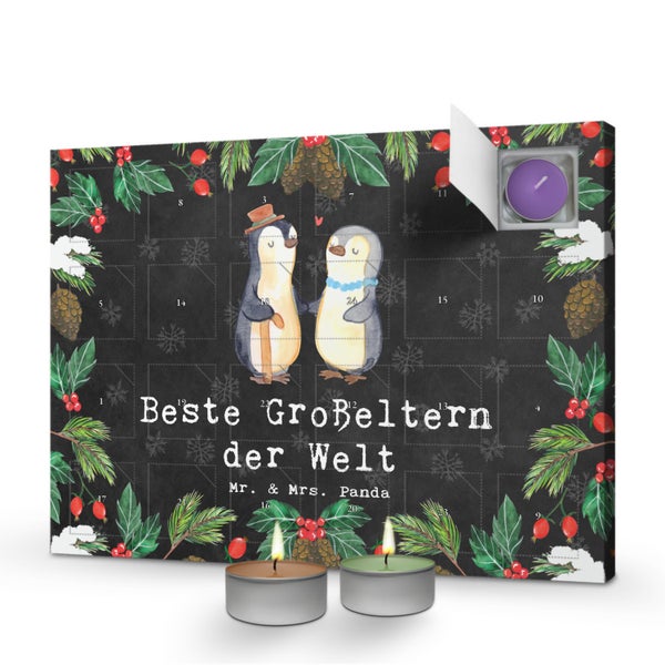 Mr. & Mrs. Panda Duftkerzen Adventskalender Pinguin Beste Großeltern der Welt - Schwarz