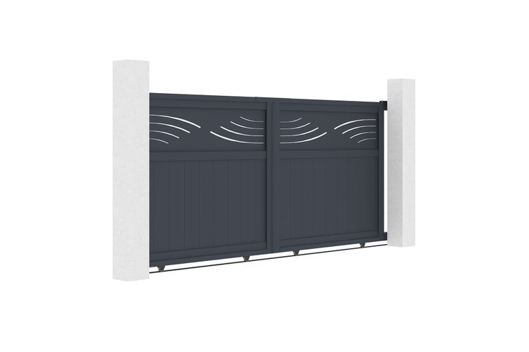 Pack Schiebetor 3 m HALTI 300C140 + 2 EIFEL-Pfosten H.160 cm Grau