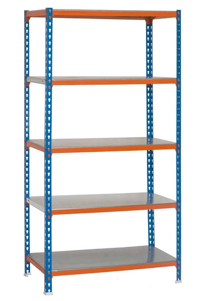 Schwerlastregal BIG METAL SHARK | HxBxT 200x100x50cm | Fachlast 180kg | Blau-Orange