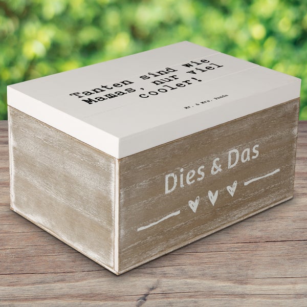 Mr. & Mrs. Panda 22 x 15 cm Holzkiste Tanten sind wie Mamas,... - Weiß