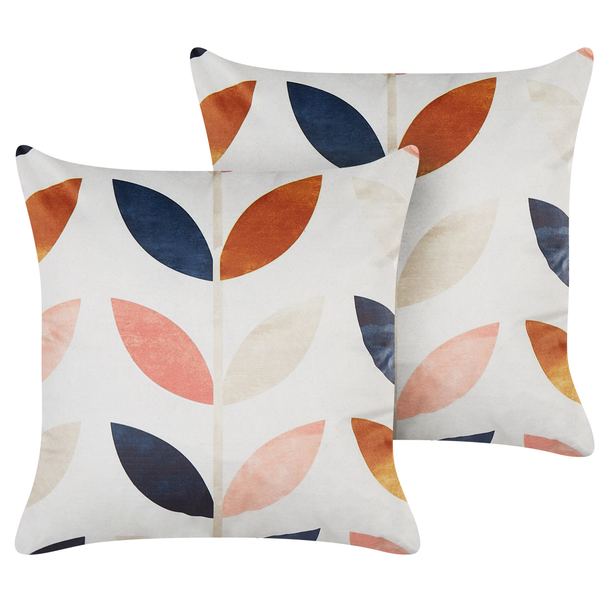 Dekokissen 2er Set QUINOA Samtstoff 45 x 45 cm Bunt Pflanzenmuster