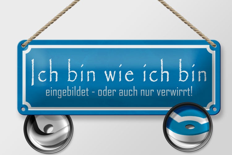 Blechschild Spruch 27x10cm ich bin wie ich bin eingebildet Dekoration