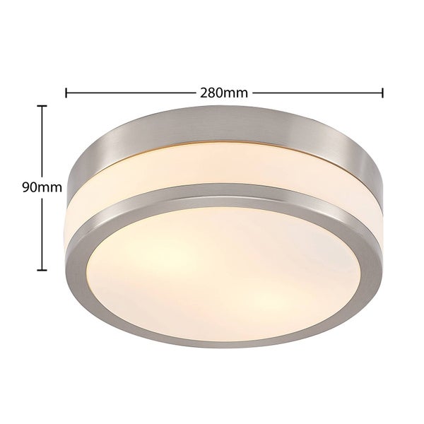 Lindby Glas Deckenlampe Badezimmerlampe Ø 28 cm, Schutzart IP44 Badlampe 2x E27 max. 15W ohne Leuchtmittel Deckenleuchte Bad Küche Flur Badleuchte