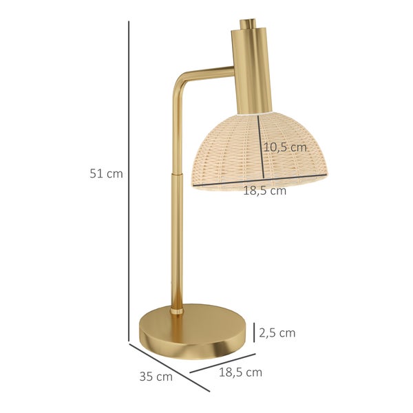 HOMCOM Tischleuchte, 18,5L x 35B x 51H cm, Eisen, Bronze