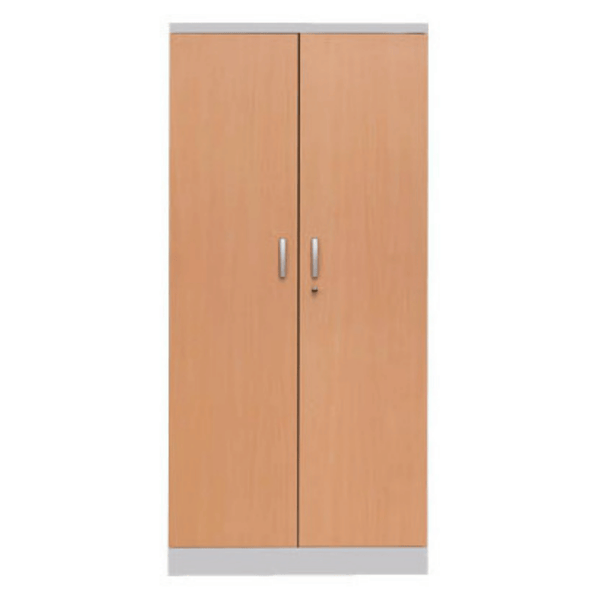 PROREGAL Aktenschrank Beetle 4 Fachböden HxBxT 195 x 92 x 42 cm Silber & Buche