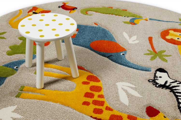 Kinderteppich Sand Beige meliert Benny & Friends Smart Kids 120 cm rund