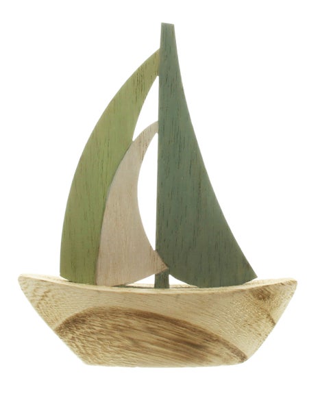FRANK FLECHTWAREN | Segelboot Ahoi, 3er Set, HOLZ, 10 x 12 cm