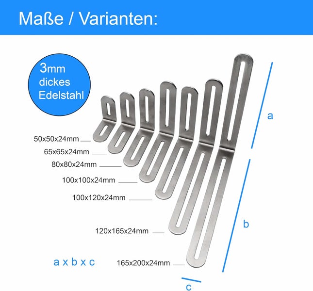Edelstahlwinkel in verschiedenen Größen zur Auswahl