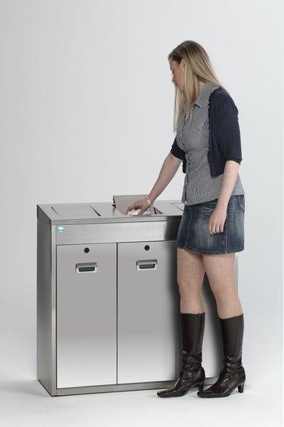 PROREGAL Wertstoffsortiersystem Mit 3 Einwurfklappen 144 Liter HxBxT 92 x 100 x 43 cm Edelstahl