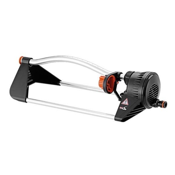 Kleiner Viereckregner mit Metallrahmen und Kunststoffgehäuse sowie Waterpompshop.nl Logo.