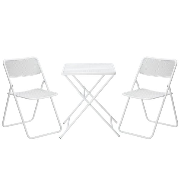 Outsunny  3-teiliges Gartenmöbel-Set, Bistro-Set, 55L x 55B x 71H cm, Metall, Weiß