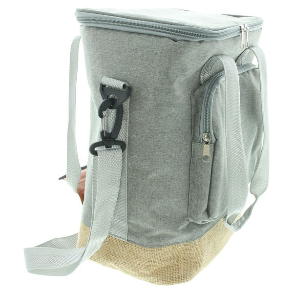 FRANK FLECHTWAREN | Kühltasche Grey, POLYESTER, LEINEN, ALUMINIUM, 24 x 18 x 34 cm