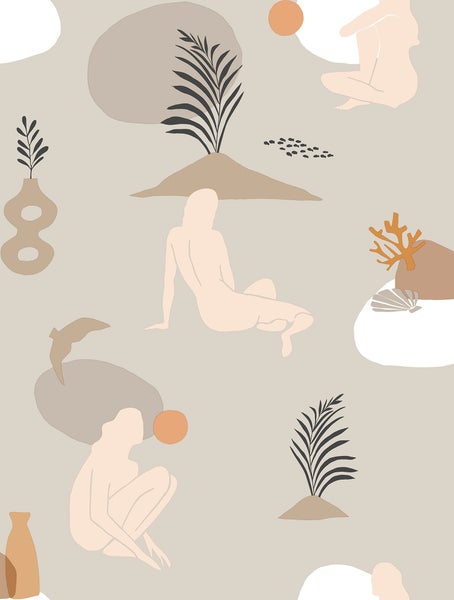 Walls4You Tapete menschlichen Silhouetten Beige - 53 cm x 10 m - 640352