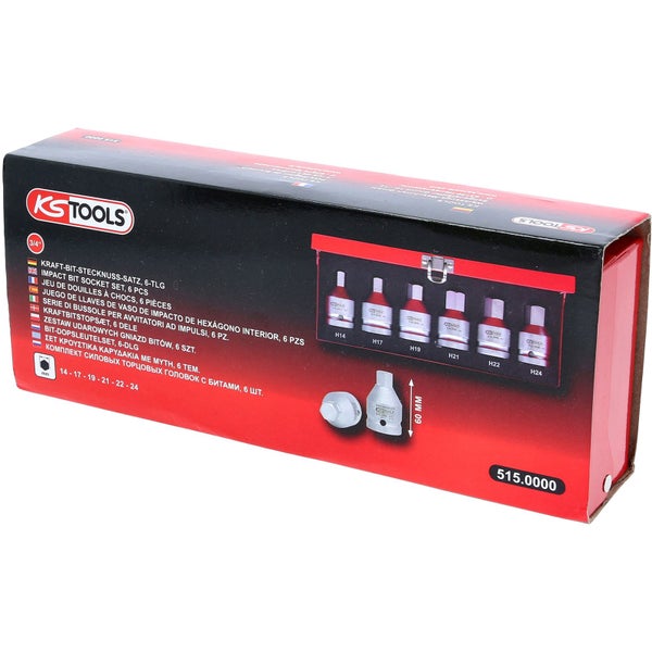 KS Tools Kraft Bit Stecknuss Satz mit sechs Teilen in Verpackung