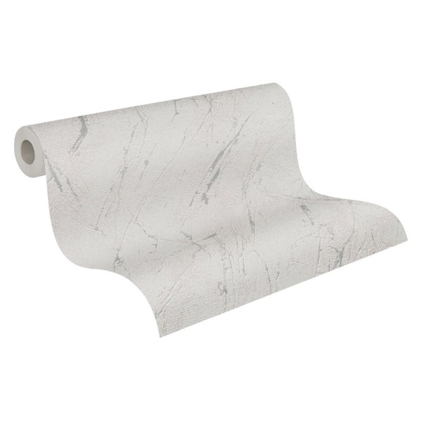 A.S. Création Tapete Marmor-Optik Grau, Silber und Metallfarbe - 53 cm x 10.05 m - AS-393361