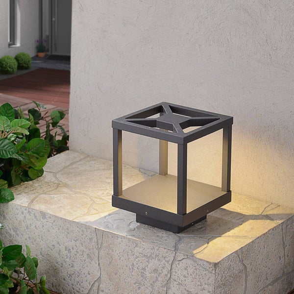 Lucande LED Außenleuchte Lealan (spritzwassergeschützt (Modern) in Schwarz aus Aluminium (1 flammig, ) - Wegeleuchte Pollerleuchte Wegelampe Sockelleuchte