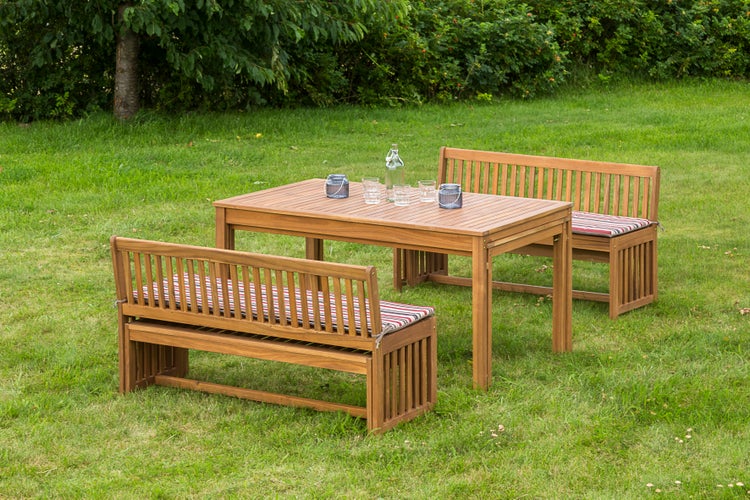 Hawaii Gartenmöbelset, 2 Bänke, 2 Tische, ineinander verstaubar