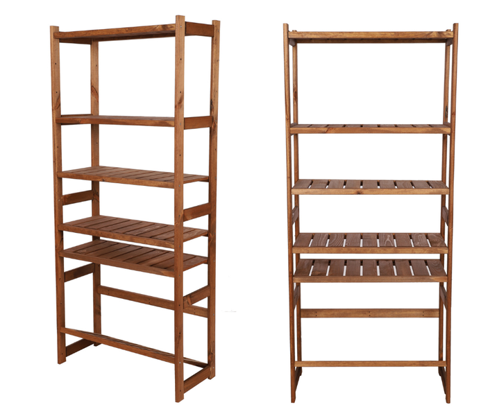 PROREGAL Getränkekistenregal SPREEWALD HxBxT 163x70x33cm 1 Ebene für Kisten + 5 Ablagen Massives Kiefernholz Braun geölt