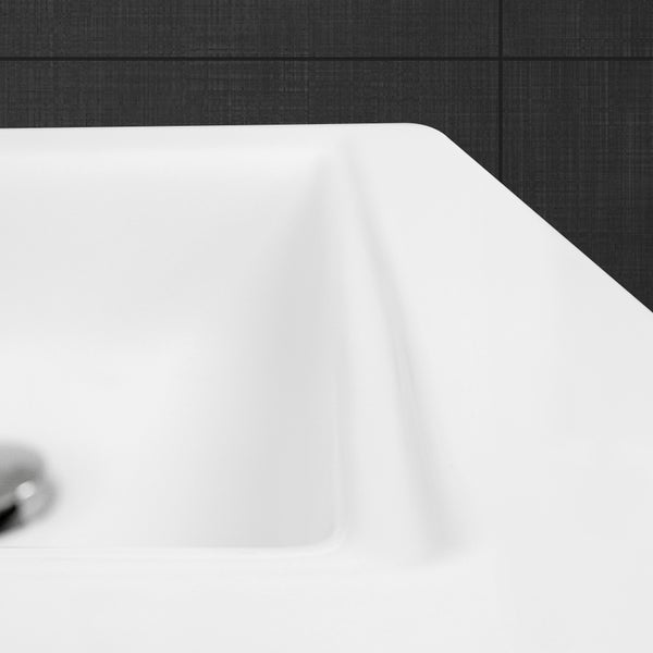 ECD Germany Waschbecken Waschtisch 605 x 465 x 160 mm Keramik Weiß Einbaubecken Einbauwaschbecken Handwaschbecken Einbauwaschtisch Aufsatzwaschbecken Spülbecken Wasserfall Waschschale Waschschüssel