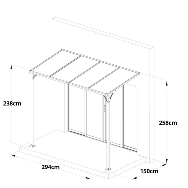 Home Deluxe - Vordach Haustür CUBIS - Größe: Large - 291 x 150 x 258 cm - Anthrazit, Gestell: Aluminium, inkl. Polycarbonat Platten I Hautürvordach Pultdach Glasvordach