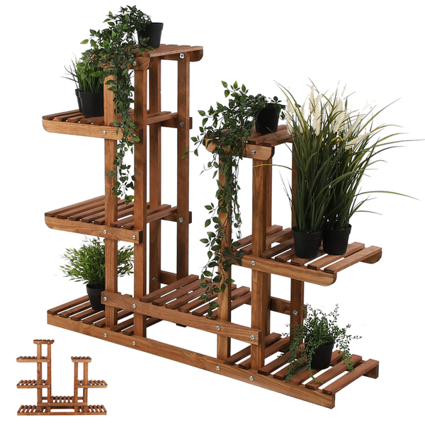 Blumenständer FLORANGE HxBxT 116x95x25cm 8 Ablagen Kieferholz Braun