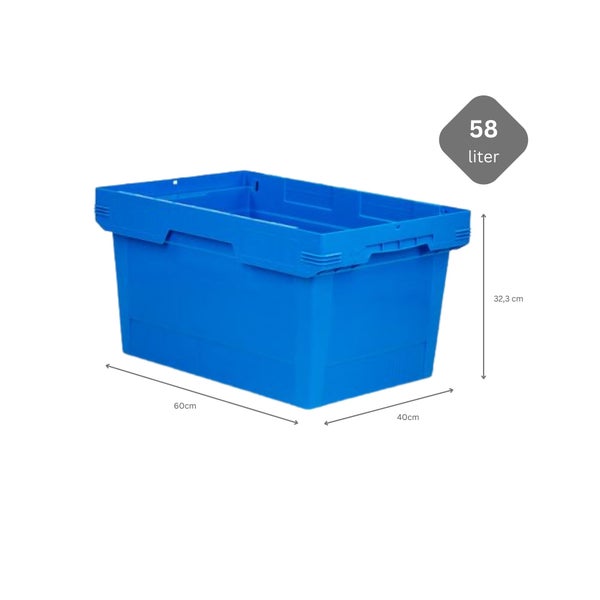 PROREGAL Mega Deal 6x Conical Mehrweg-Stapelbehälter Blau HxBxT 32,3 x 40 x 60cm 58 Liter Lagerbox  Eurobox  Transportbox  Transportbehälter