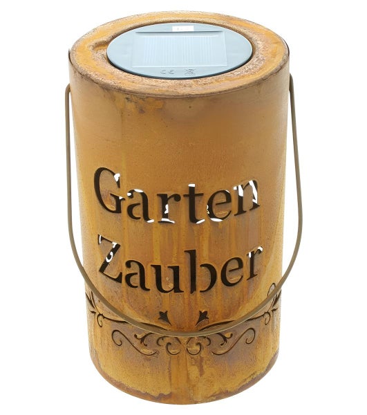 Dekoleidenschaft Solar LED Laterne Gartenzauber aus Metall mit Echtrost Finish, Gartenlaterne, Hängelaterne, Tischleuchte, Solarleuchte, Solarlaterne