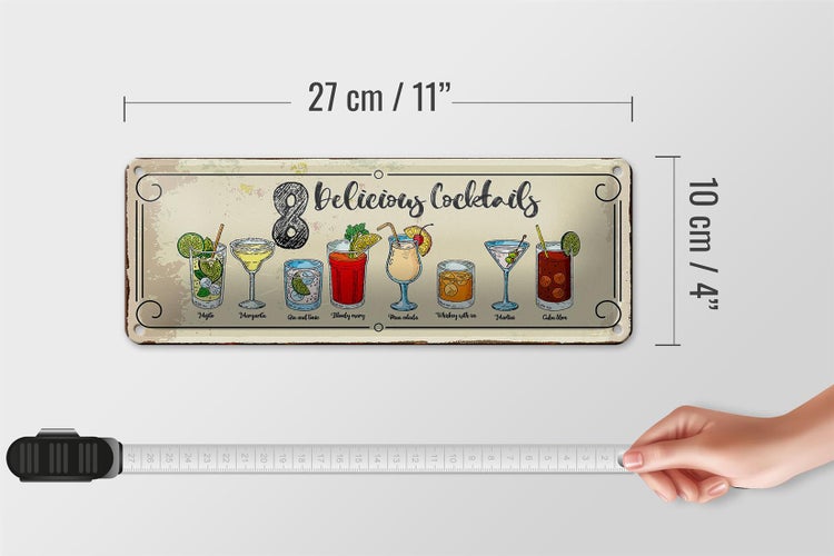 Blechschild Spruch Cocktails Mojito Martini Margarita 27x10cm