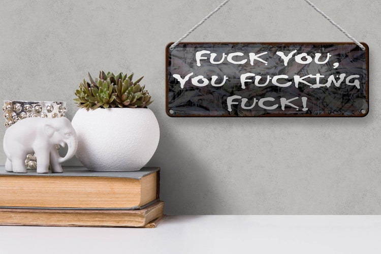 Blechschild Spruch 27x10cm fuck you you fucking fuck Dekoration