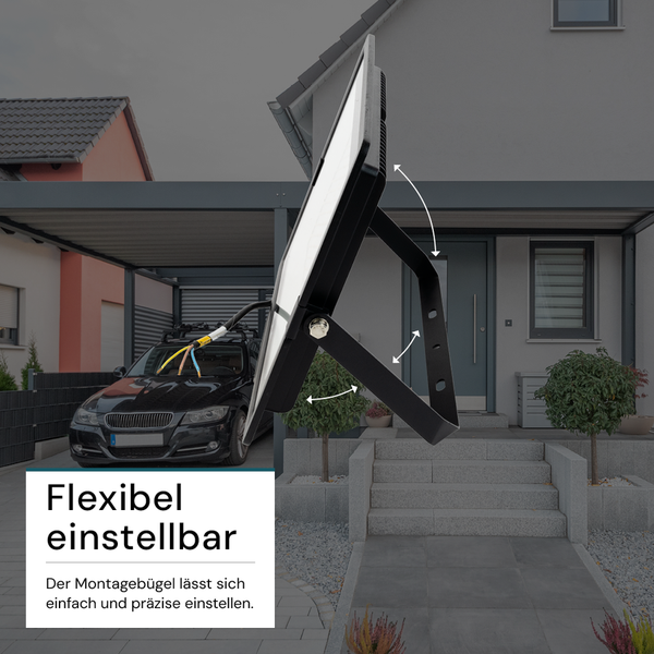 Flexibel einstellbarer LED-Strahler für den Aussenbereich.