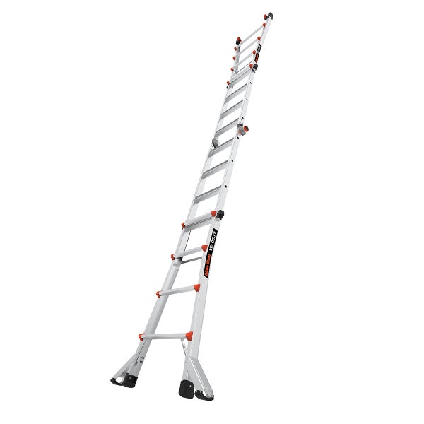 Little Giant Velocity Multifunktionsleiter aus Aluminium in Anlegeposition mit Sicherheitsgelenken