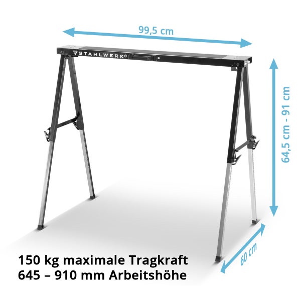 Sägebock 2er Set 150 kg höhenverstellbar 645 - 910 mm Arbeitsbock